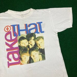 Vintage Take That Shirt‎ Mens L White 1993 Pop Group Boy Band Concert Tour 90s